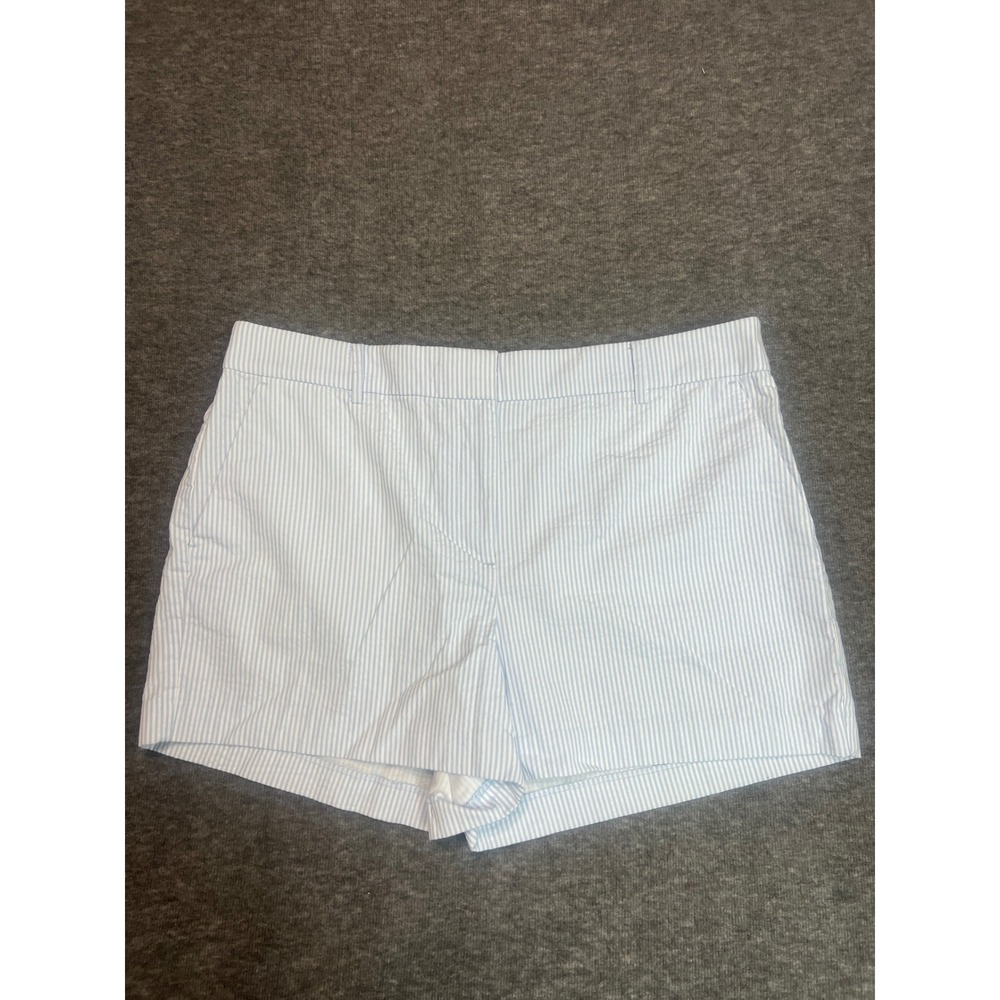Loft The Riviera Short Womens 14 Blue White Seersucker Striped Summer Shorts NEW